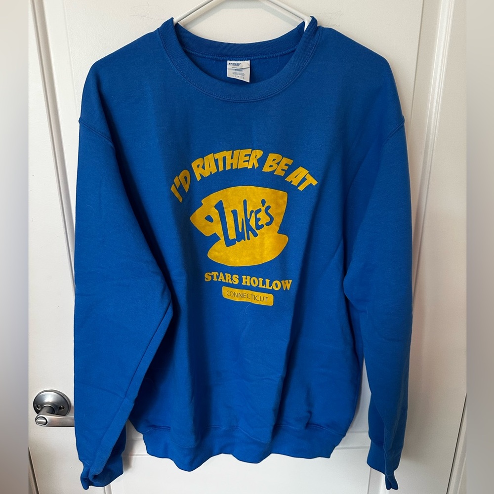 Gilmore Girls Blue Luke's Stars Hollow Sweatshirt, Unizex Large